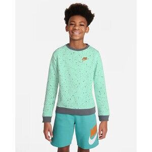Nike Kids Mint Green Gray Splatter Print Sweatshirt M Unisex